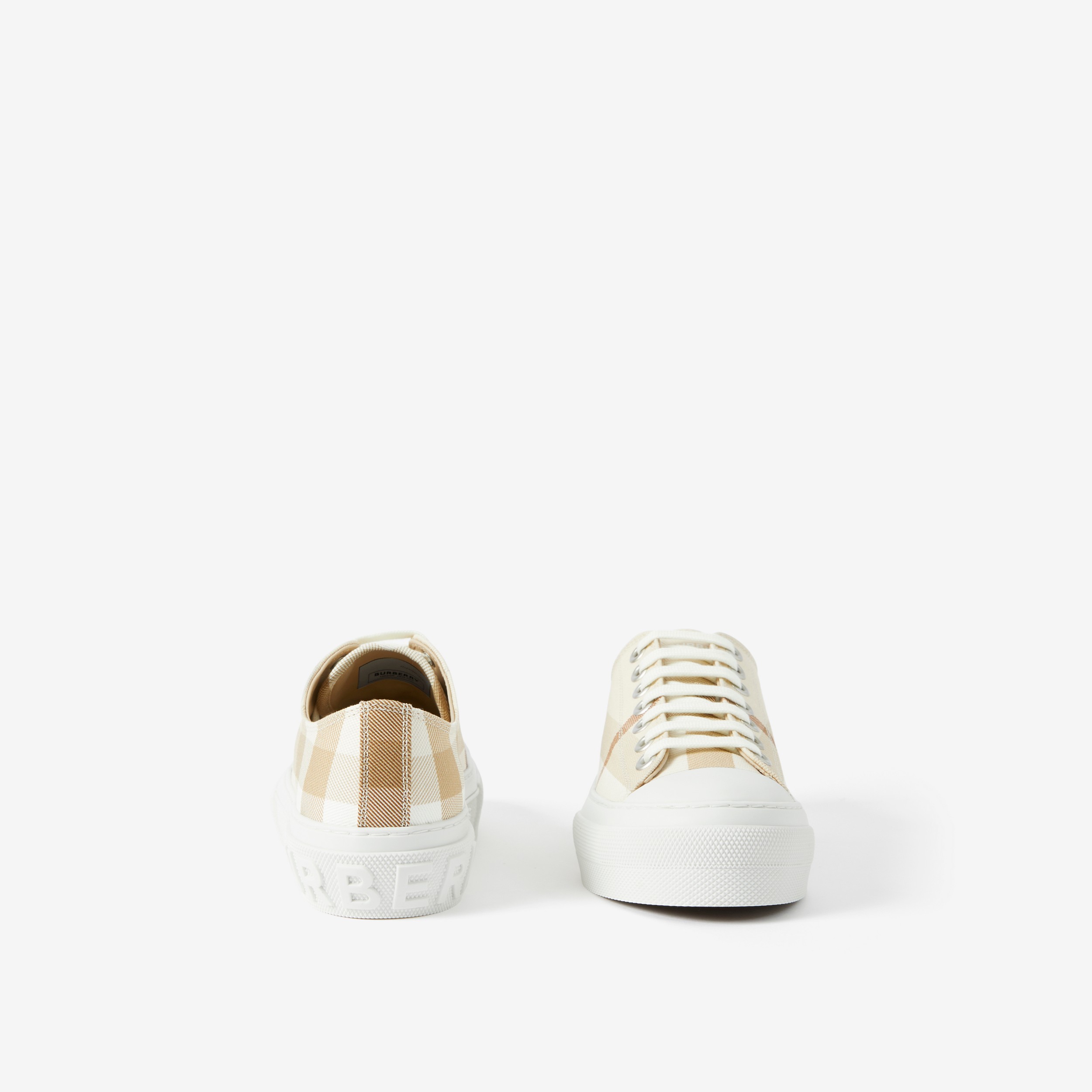 Check Cotton Sneakers in Soft Fawn - Women | Burberry® Official - 4