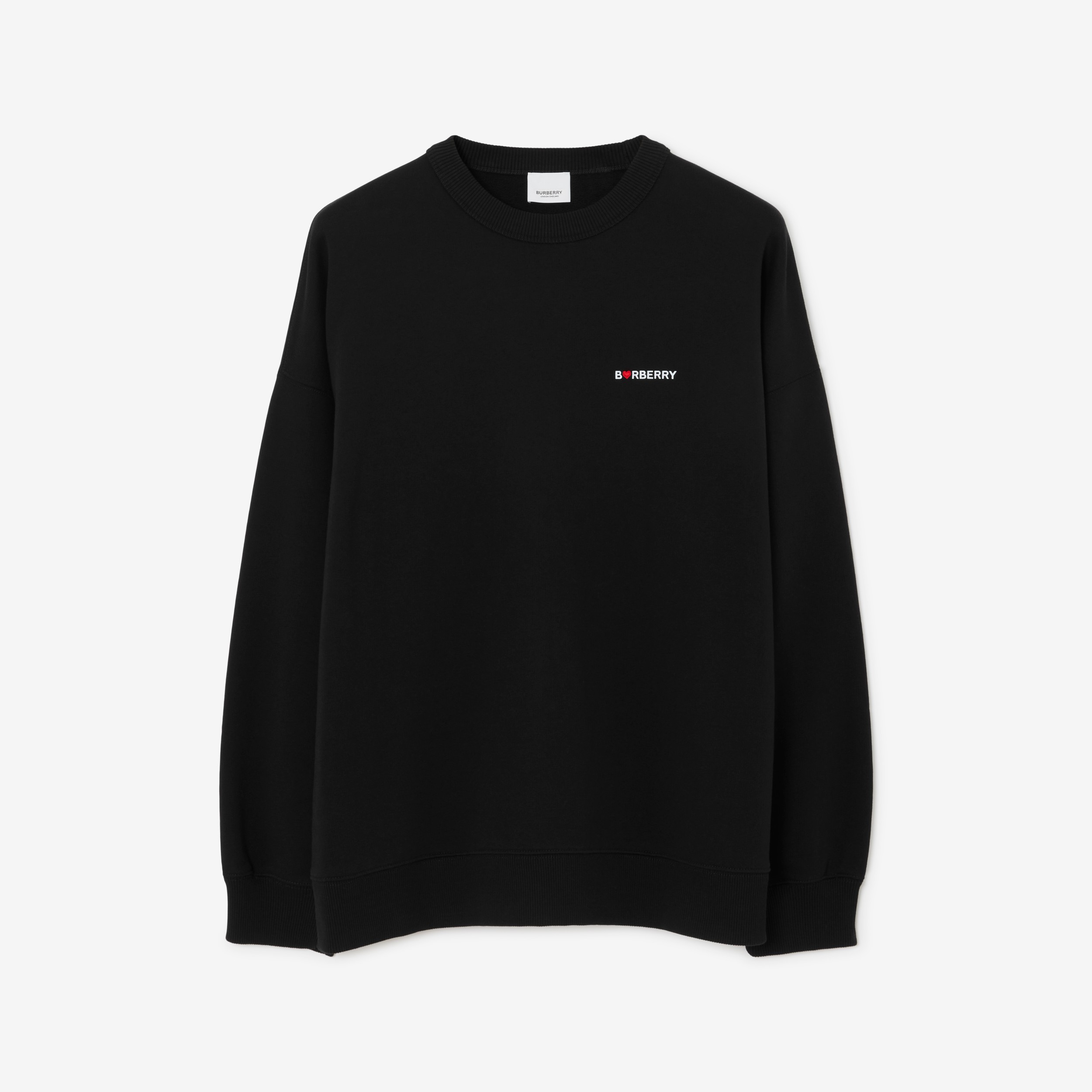 Heart EKD Cotton Oversized Sweatshirt in Black - Women | Burberry® Official