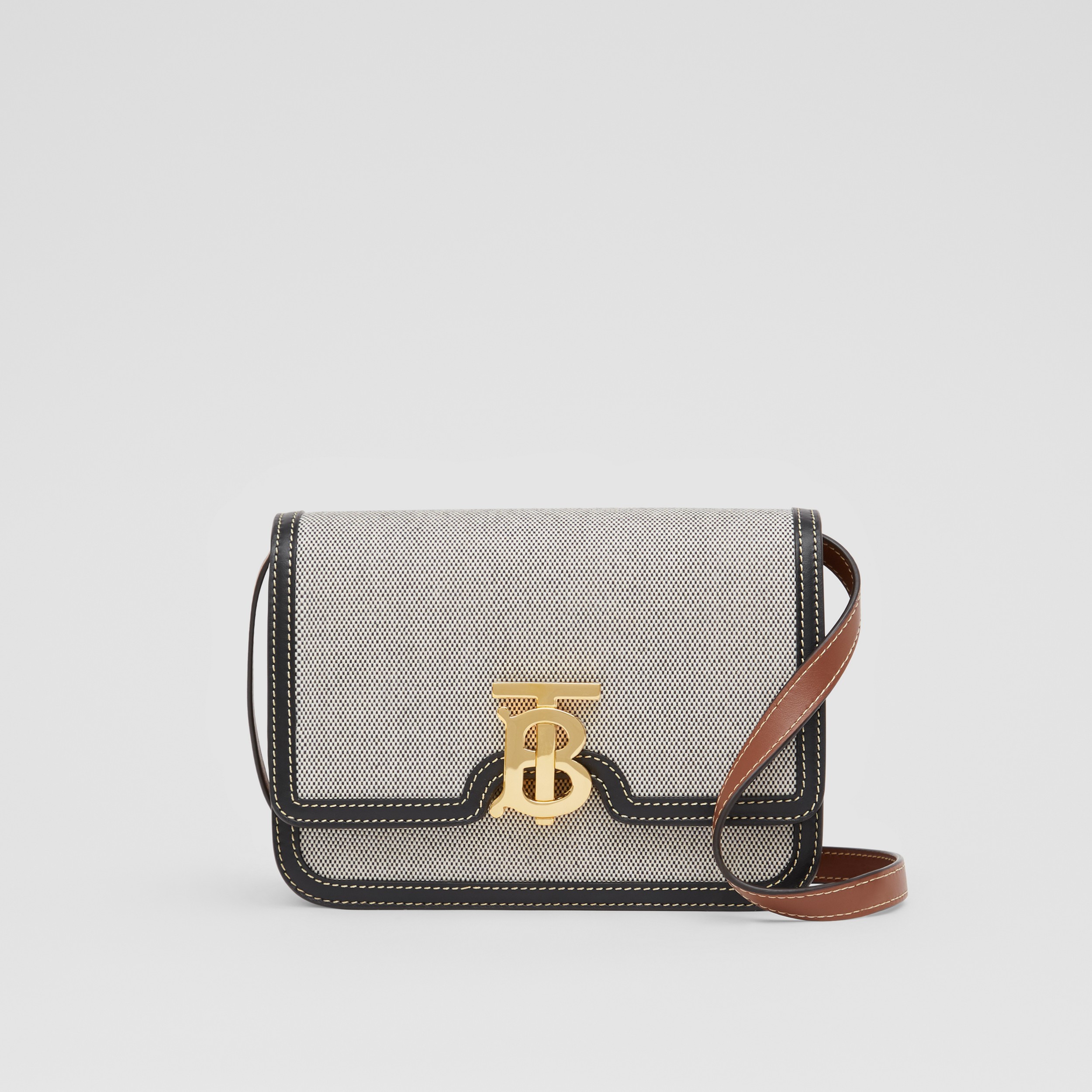 Tri-tone Canvas and Leather Small TB Bag in Black/tan - Women | Burberry® Official - 1