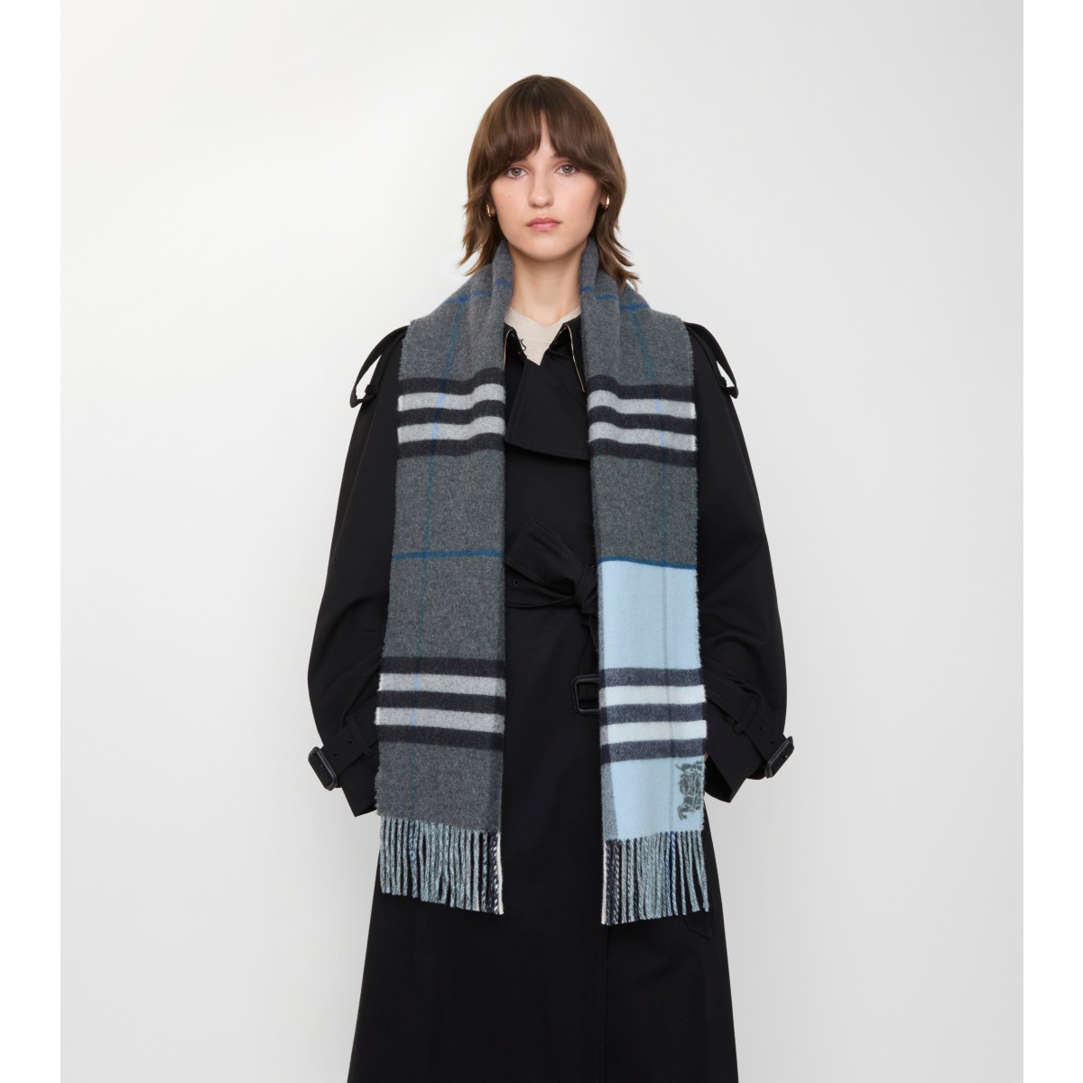  Check Contrast Cashmere Scarf