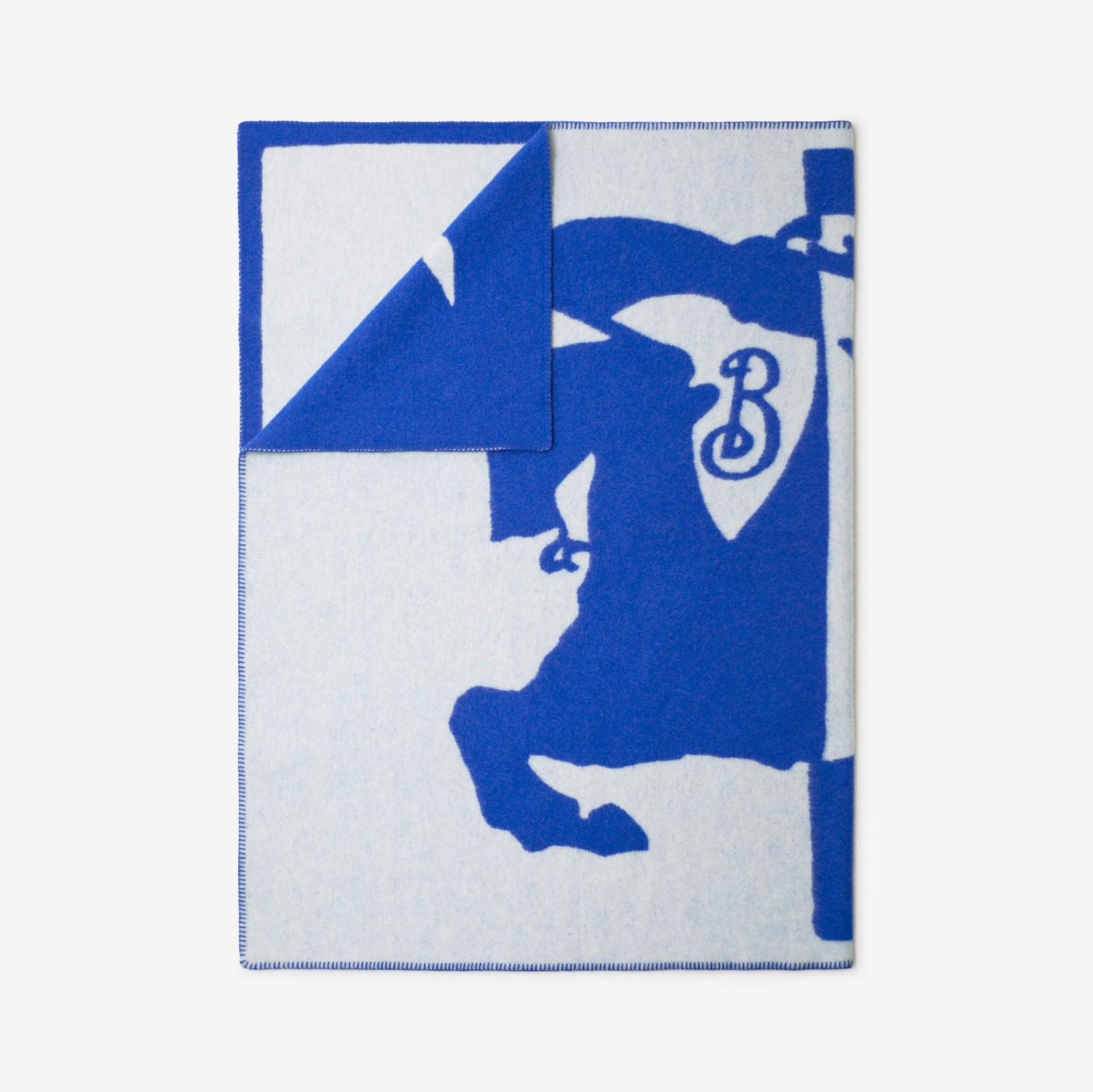 马术骑士徽标羊毛毯 (骑士蓝) | Burberry® 博柏利官网
