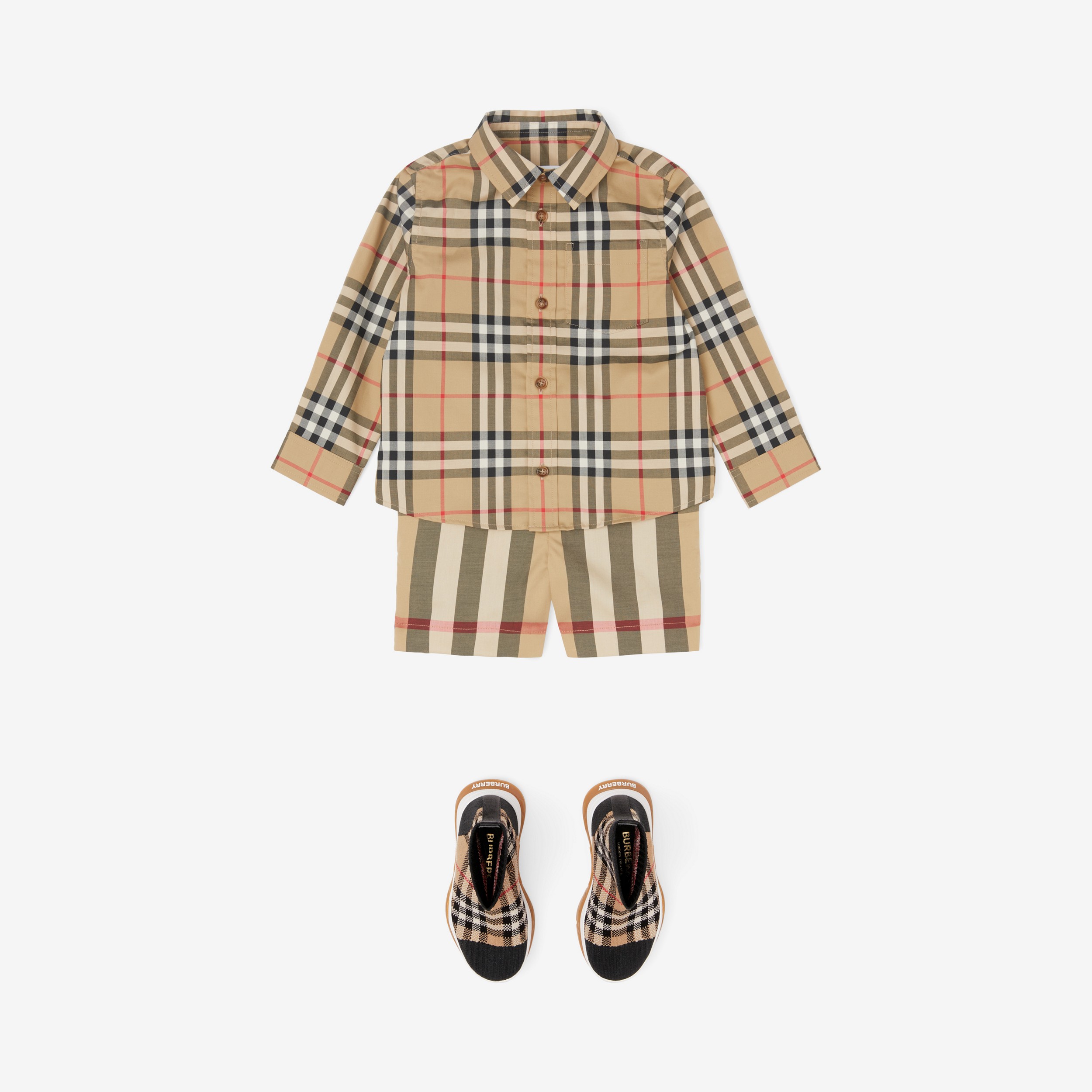 Hemd aus Stretchbaumwolle mit Vintage Check-Muster (Vintage-beige) - Kinder | Burberry® - 3