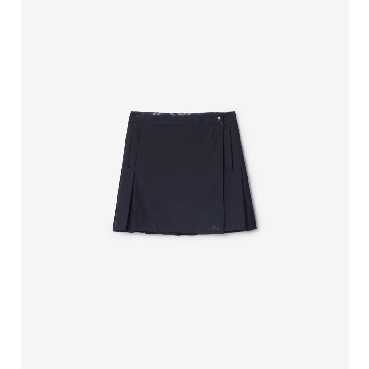  Check Pleated Stretch Nylon Mini Skirt