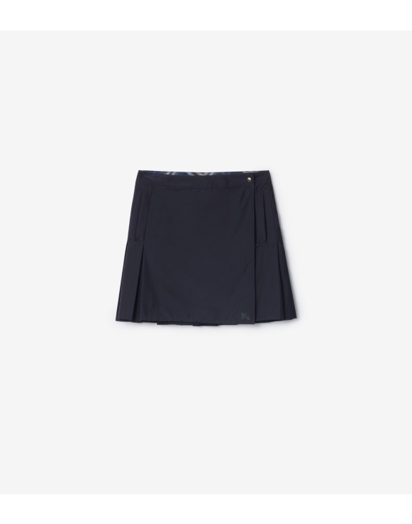 Pleated Stretch Nylon Mini Skirt