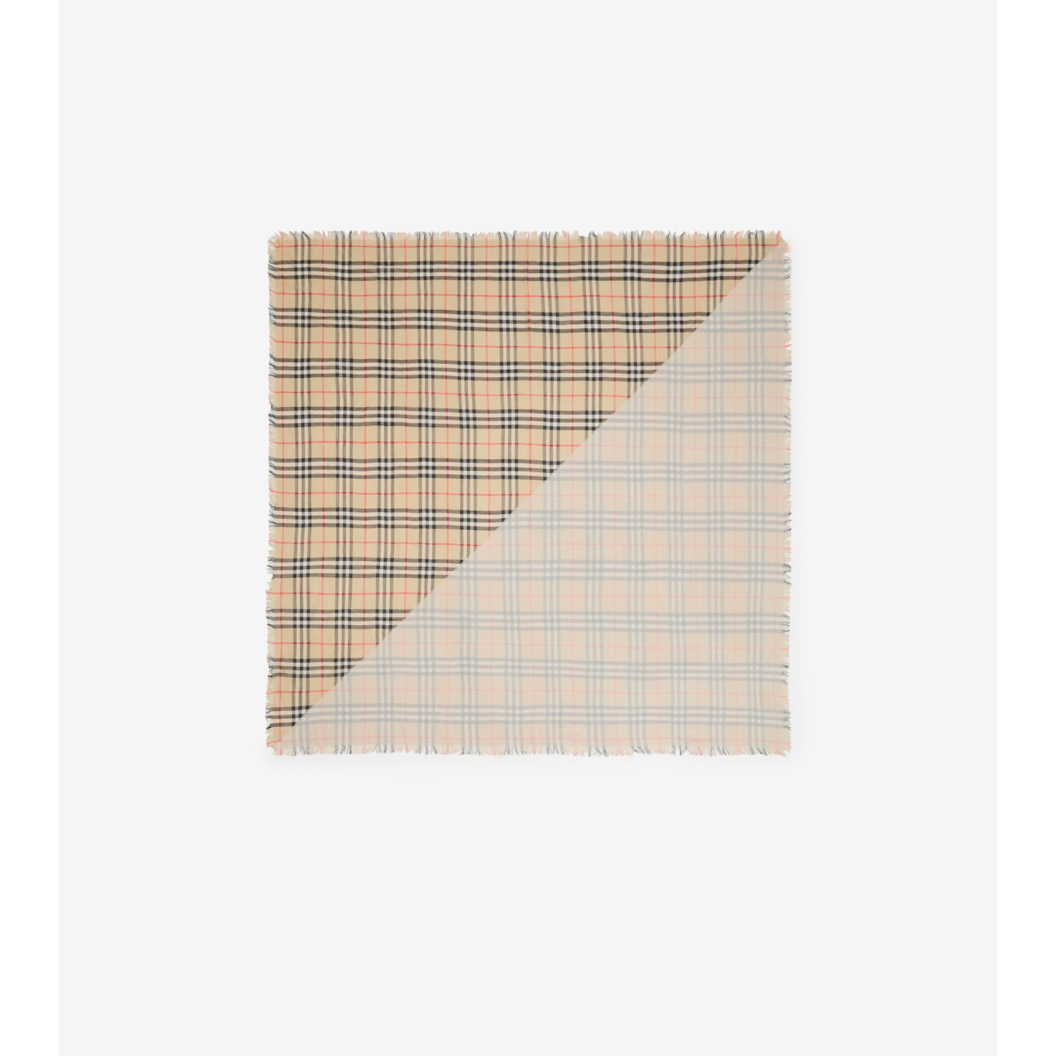 Check Wool Silk Scarf