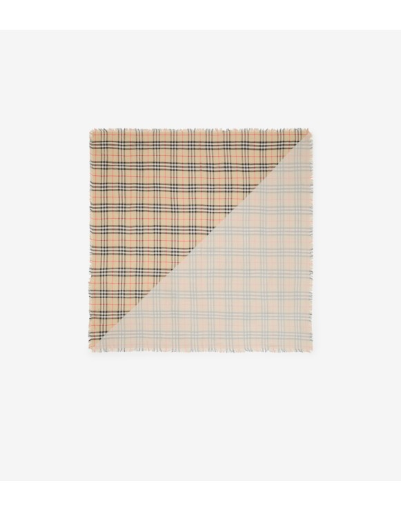 Check Wool Silk Scarf