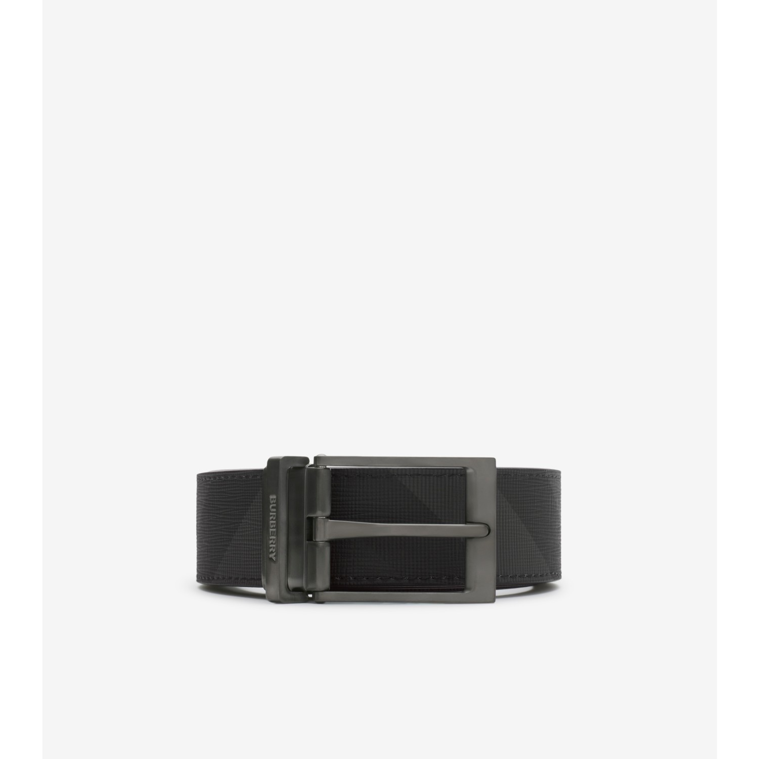 Reversible Check Belt in Charcoal graphite Men Burberry Official