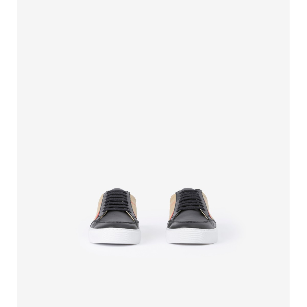  Check and Leather Sneakers