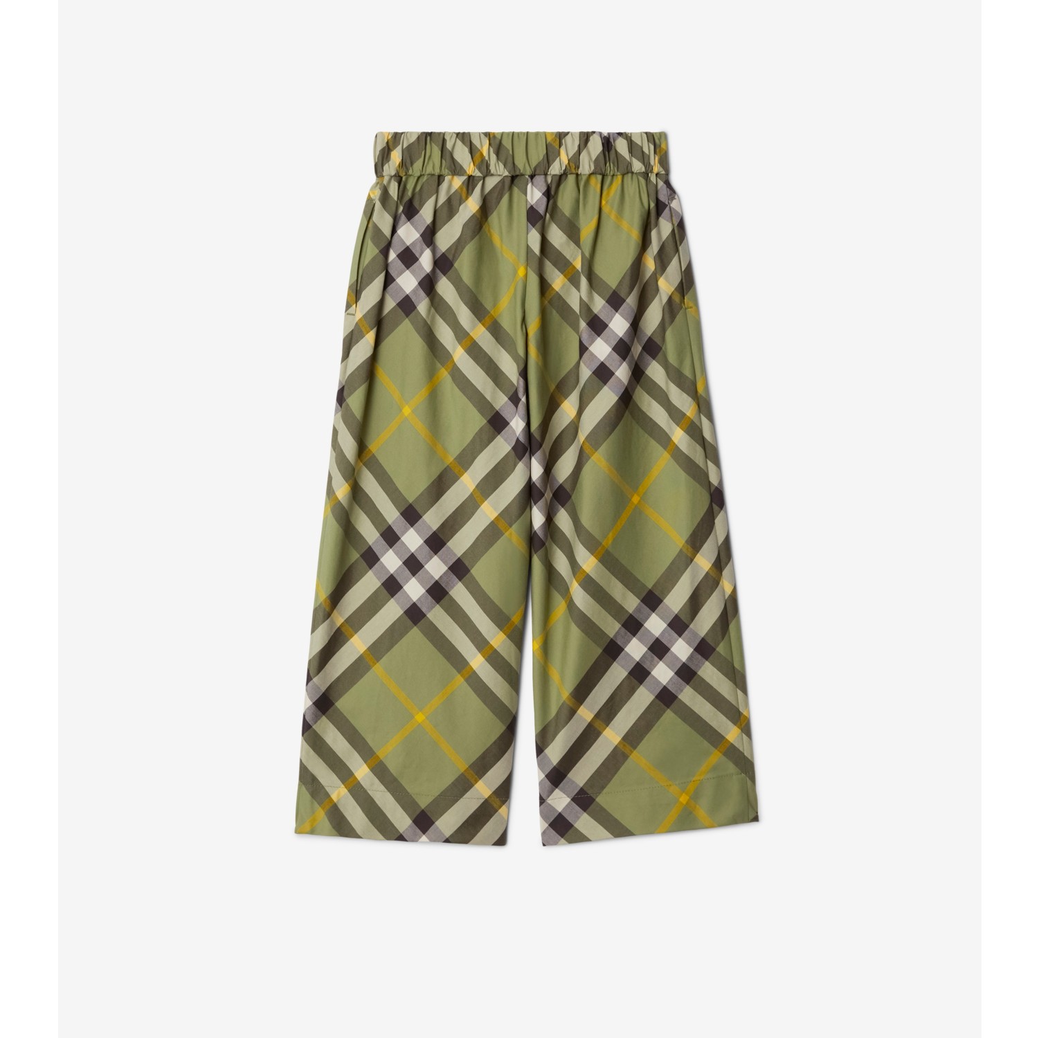 Check Cotton Wide-leg Trousers in Artichoke | Burberry® Official
