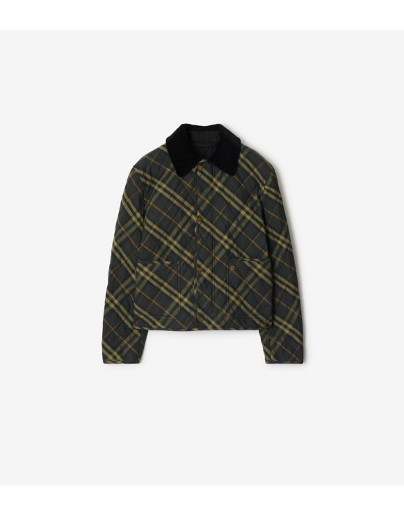 Cropped Check Quilted Barn Jacket