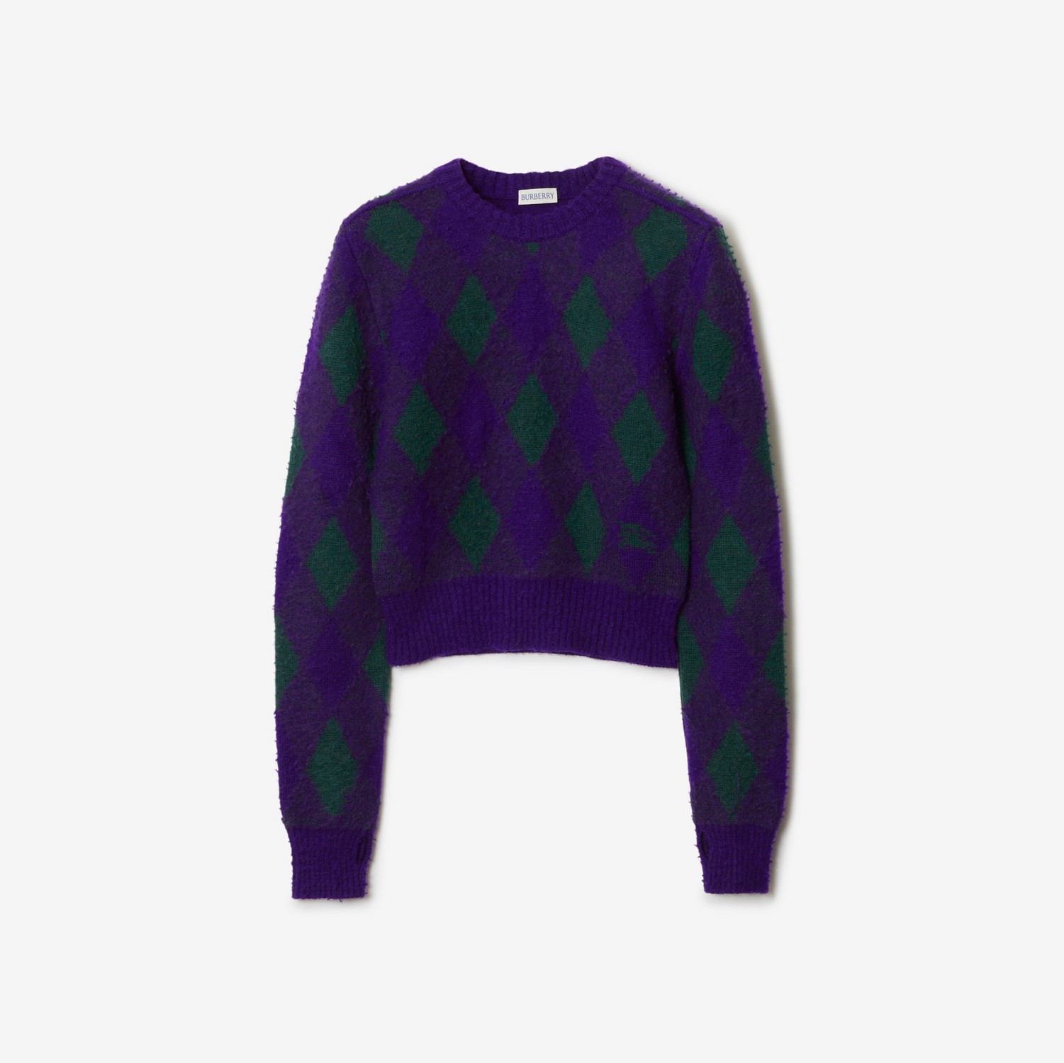 Cropped Argyle Wool Sweater