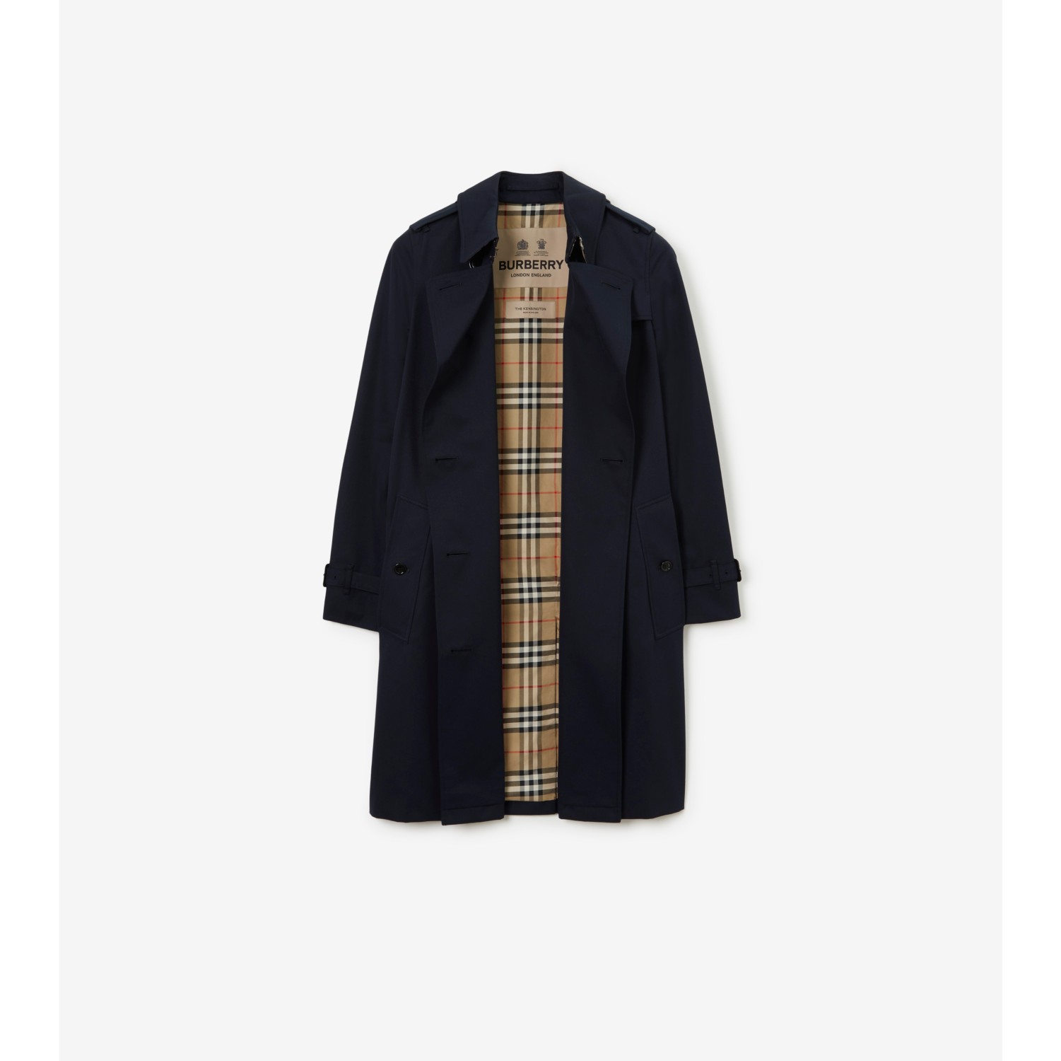 Mid length Kensington Heritage Trench Coat in Coal blue Women Cotton Gabardine Burberry Official