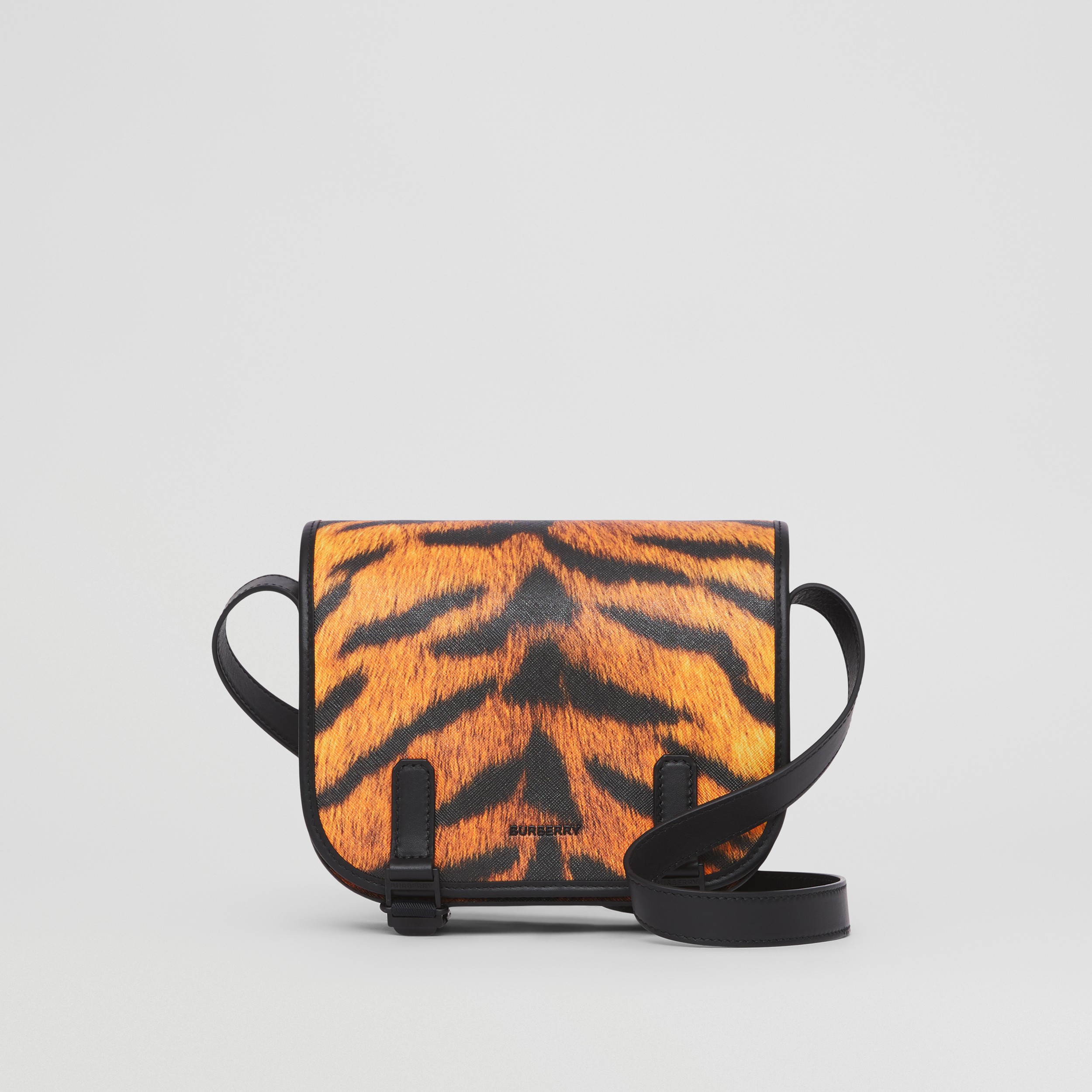 Tiger Print Messenger Bag in Black/orange | Burberry® Official - 1