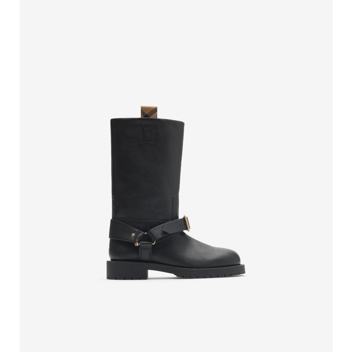  Check Leather Soft Saddle Low Boots​