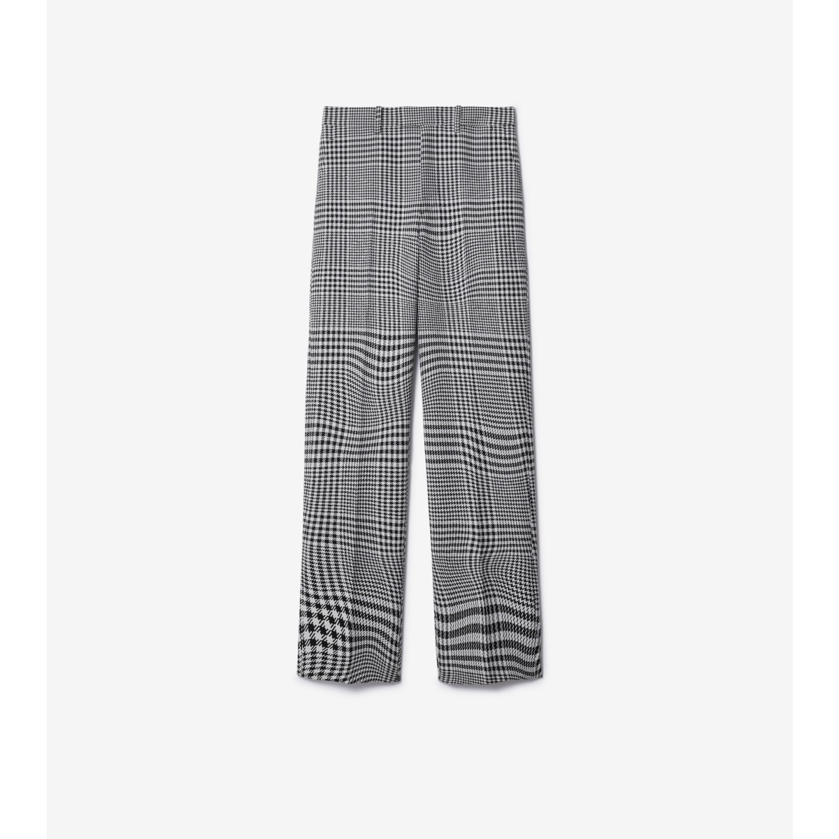 Burberry Warped Houndstooth Wool Trousers In Monochrome