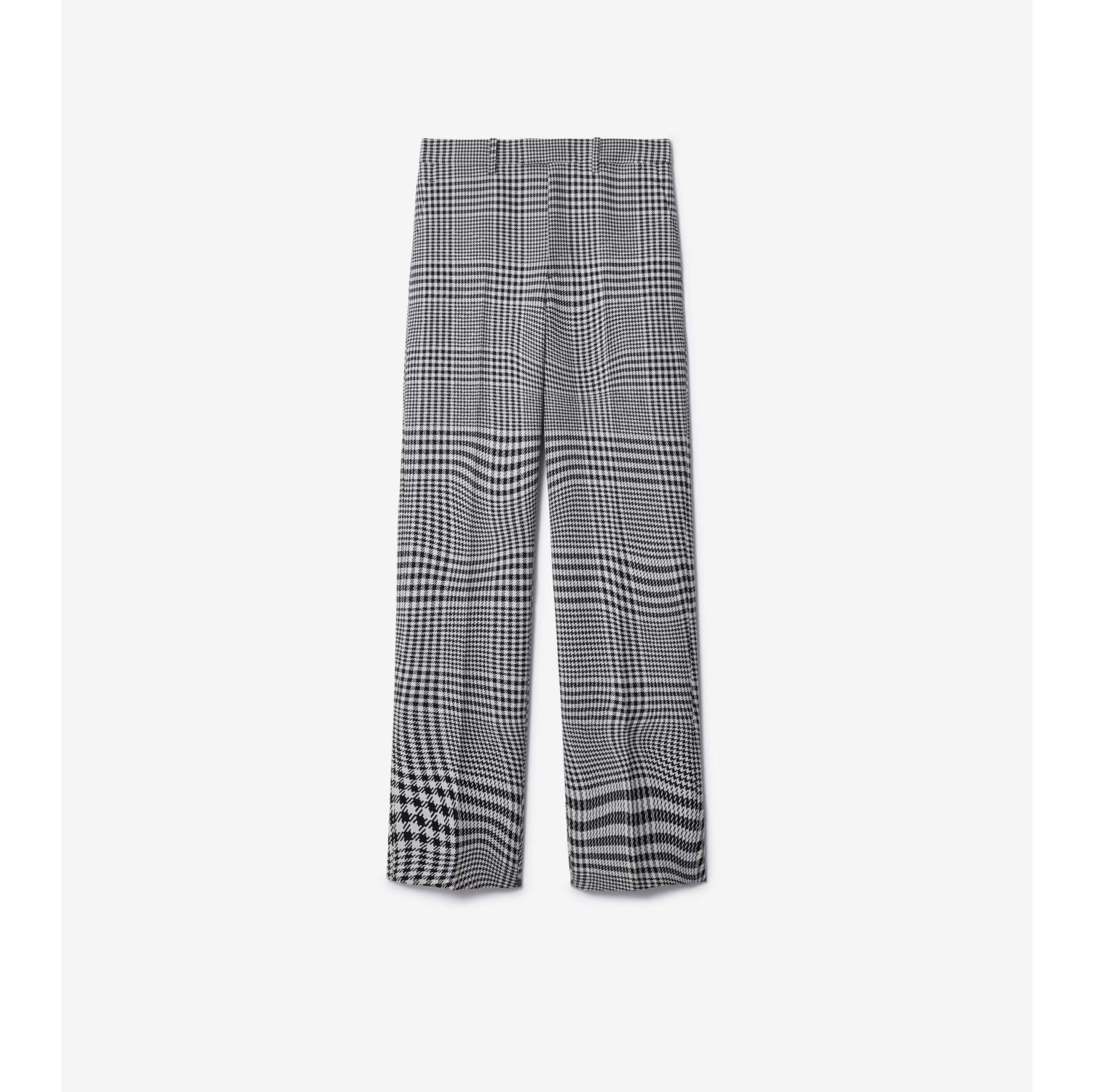 Warped Houndstooth Wool Trousers in Monochrome Women