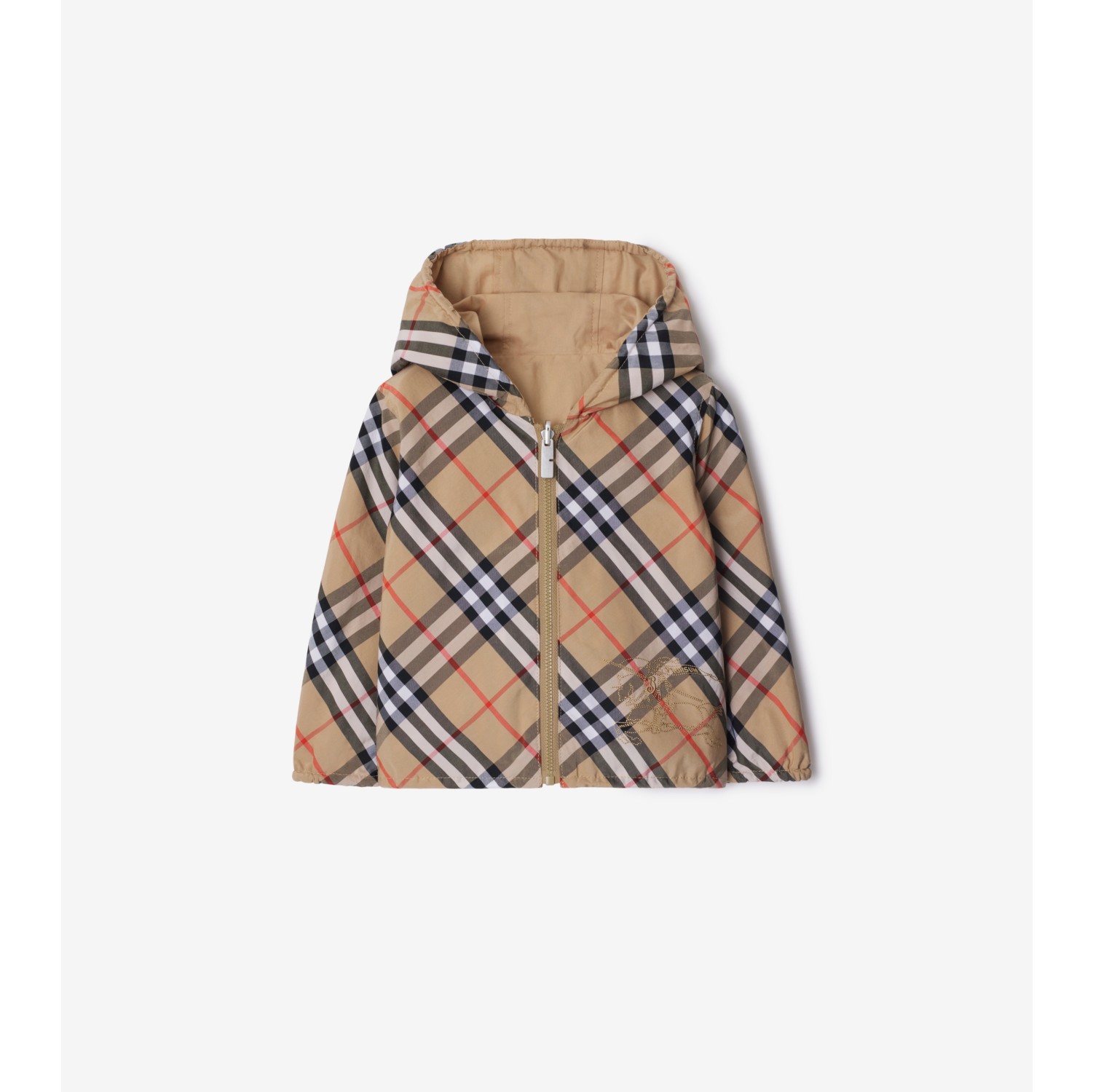 Reversible Check Cotton Blend Jacket in Sand Burberry Official