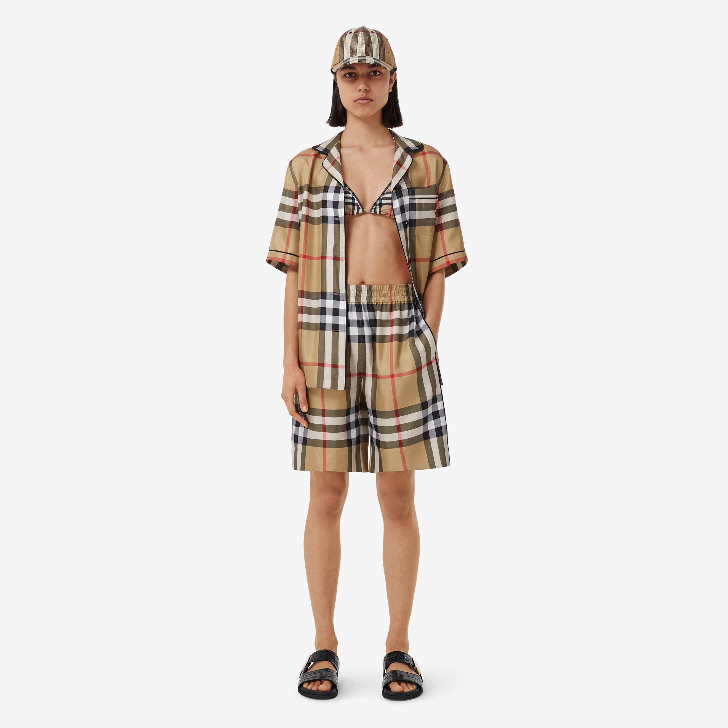 Vintage Check Silk Pyjama Shirt in Archive Beige | Burberry® Official - 4