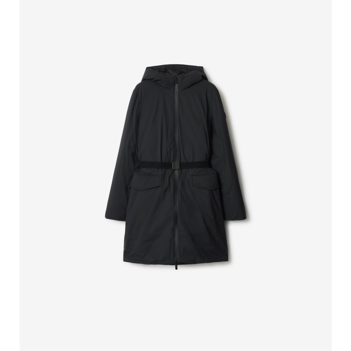  Check Mid-length Hooded Nylon Coat
