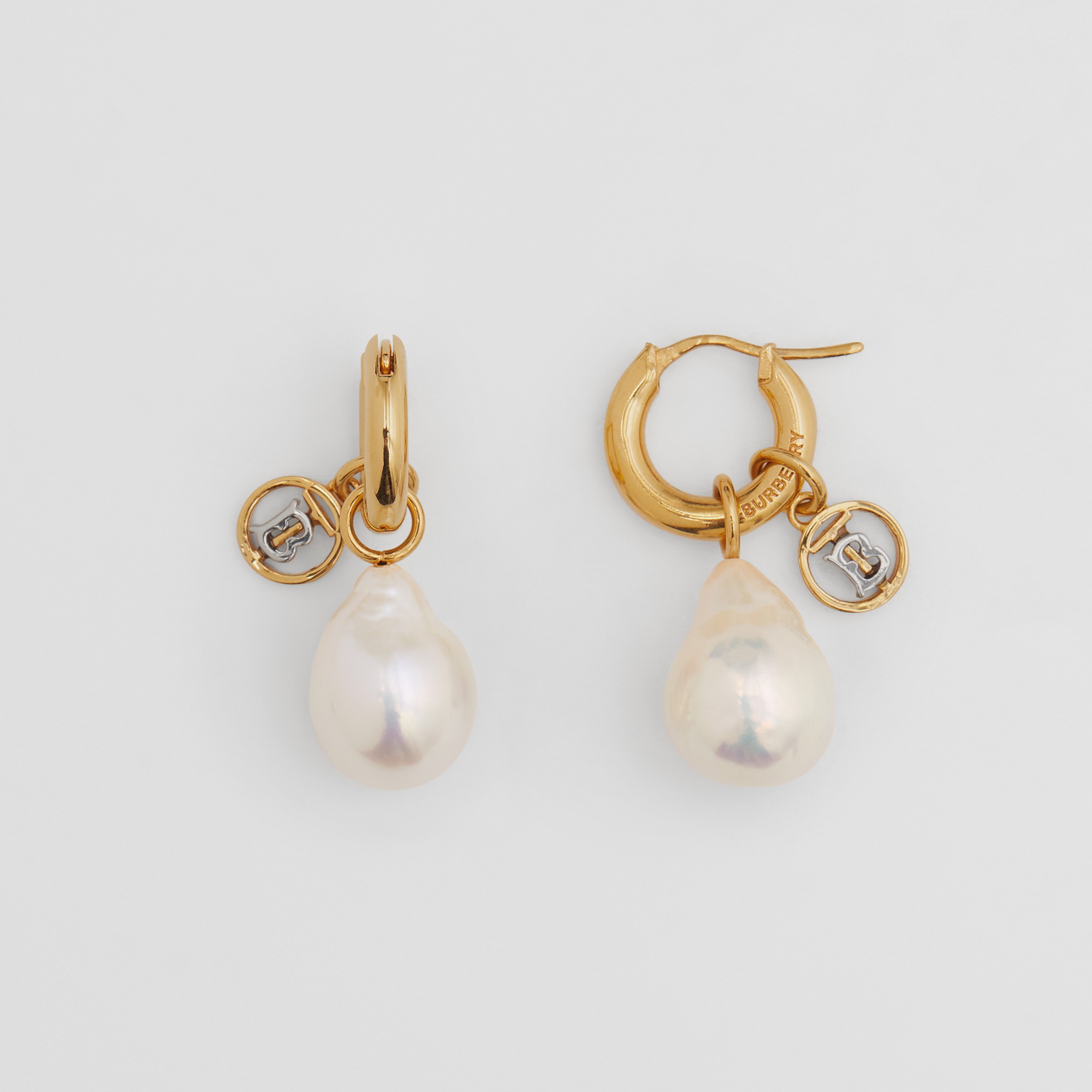 Créoles plaquées or avec perle (Clair/palladium) - Femme | Site officiel Burberry® - 4