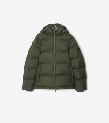 Detachable Sleeve Puffer Jacket in Shale green - Men, Nylon