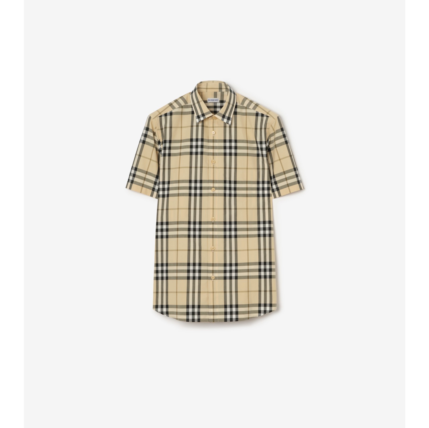 Check Cotton Poplin Shirt in Grain beige - Men | Burberry® Official