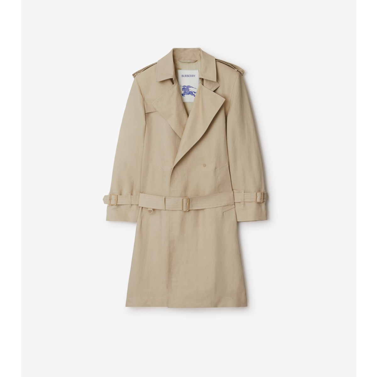 Shop Burberry Long Tricotine Trench Coat In Oat