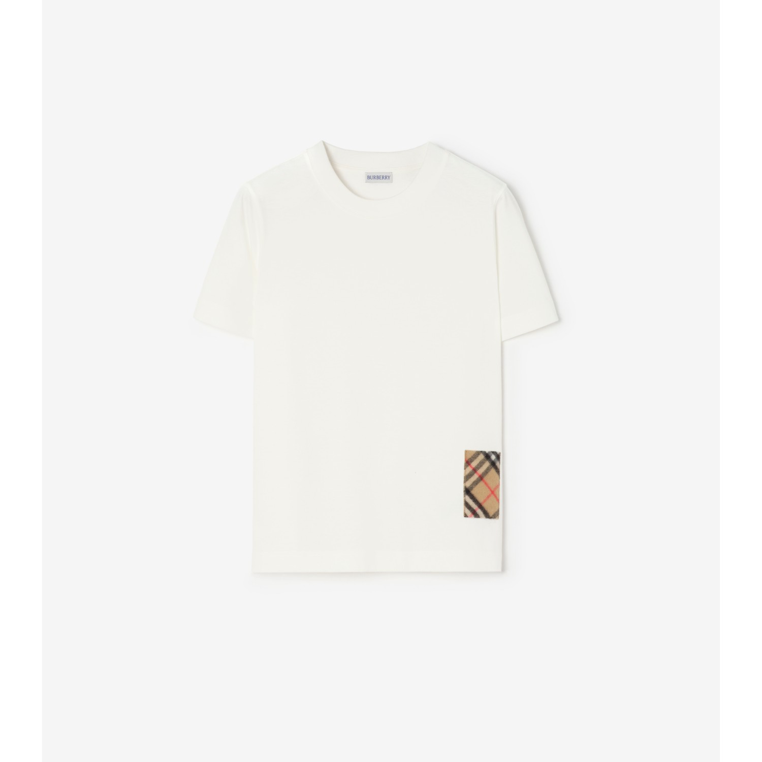 Check Cashmere Patch Cotton T-shirt