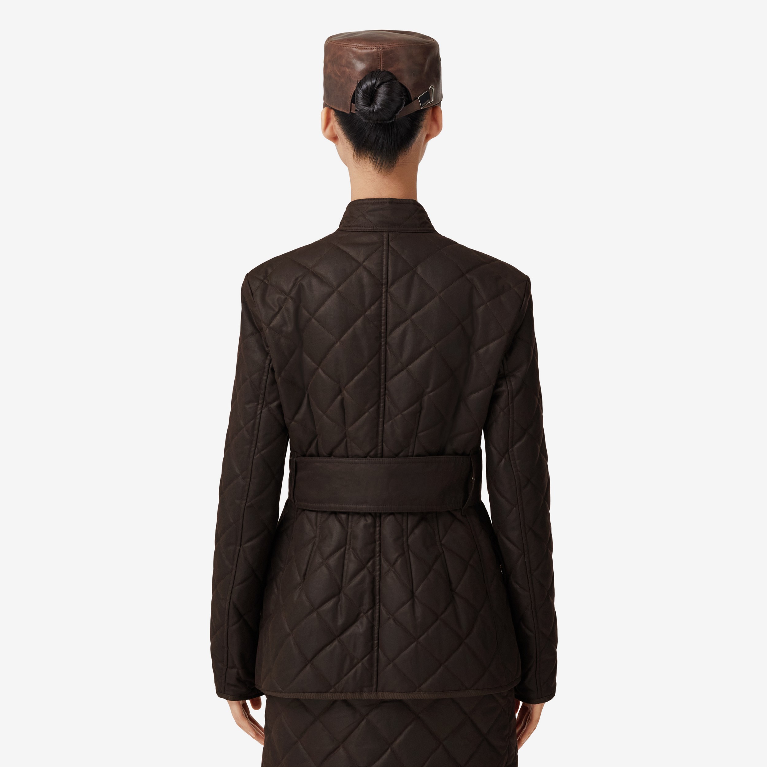 菱形绗缝蜡脂棉质夹克 (深棕色) - 女士 | Burberry® 博柏利官网 - 3