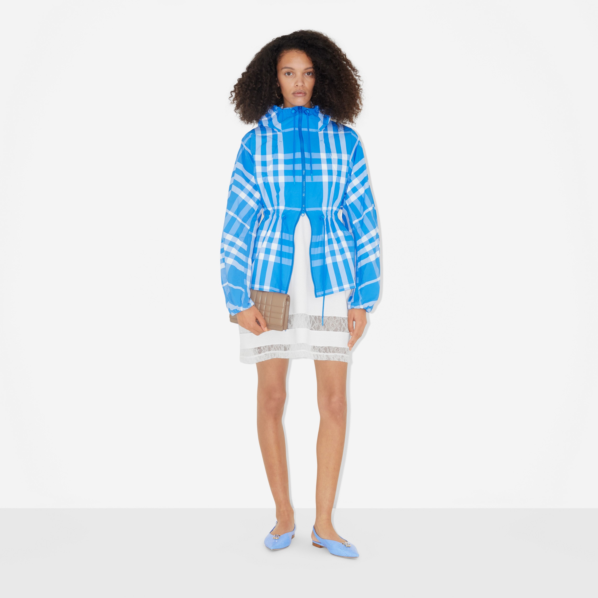 Veste à capuche en nylon Check (Bleu Vif) - Femme | Site officiel Burberry® - 2
