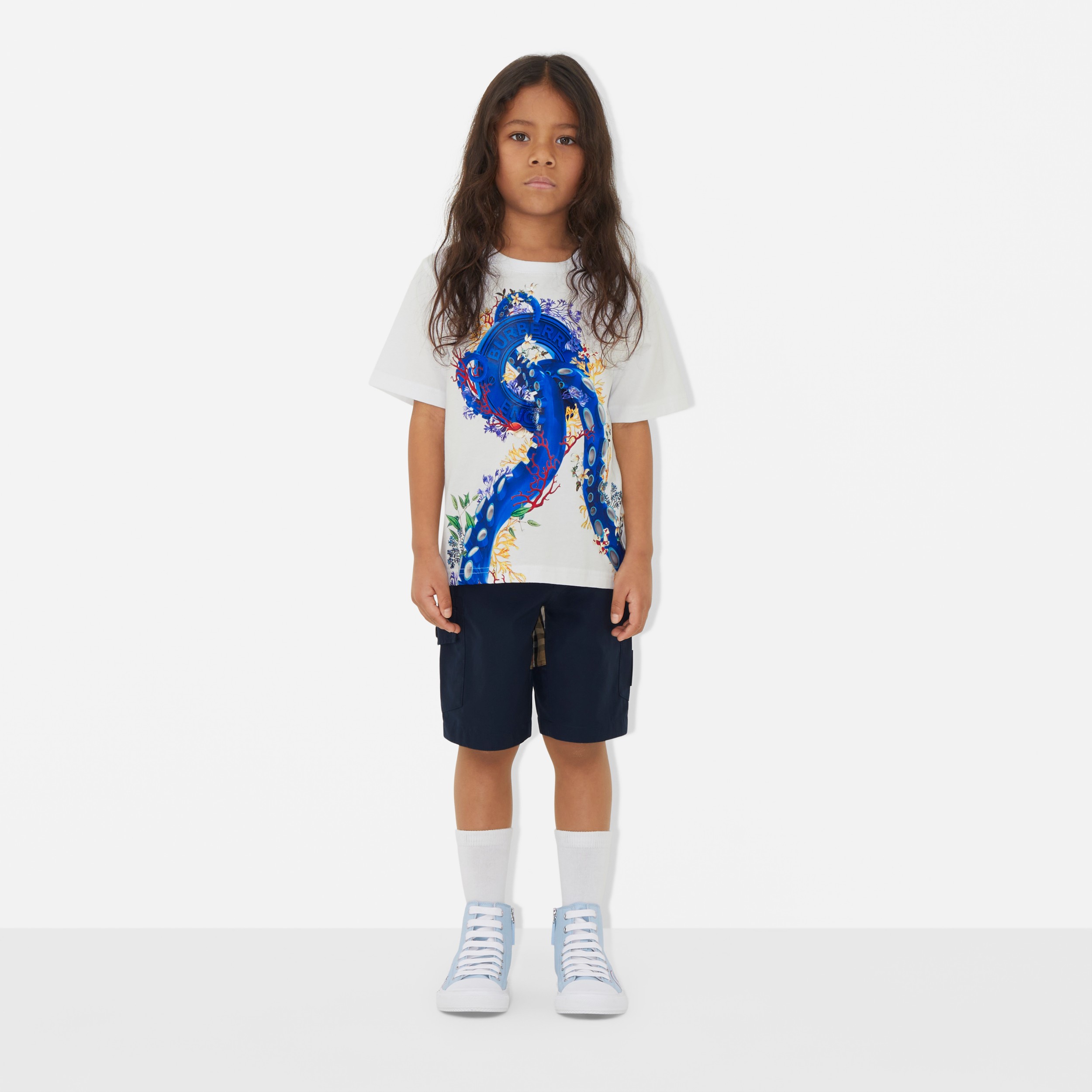 Coral Logo Graphic Cotton T-shirt in White | Burberry® Official - 3