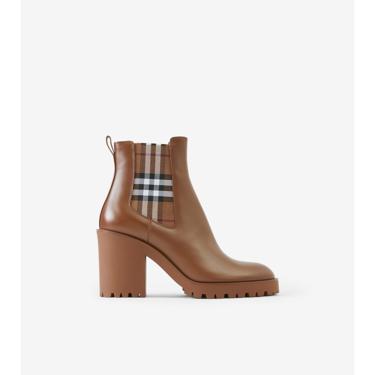 Leder-Stiefeletten mit Check-Panels