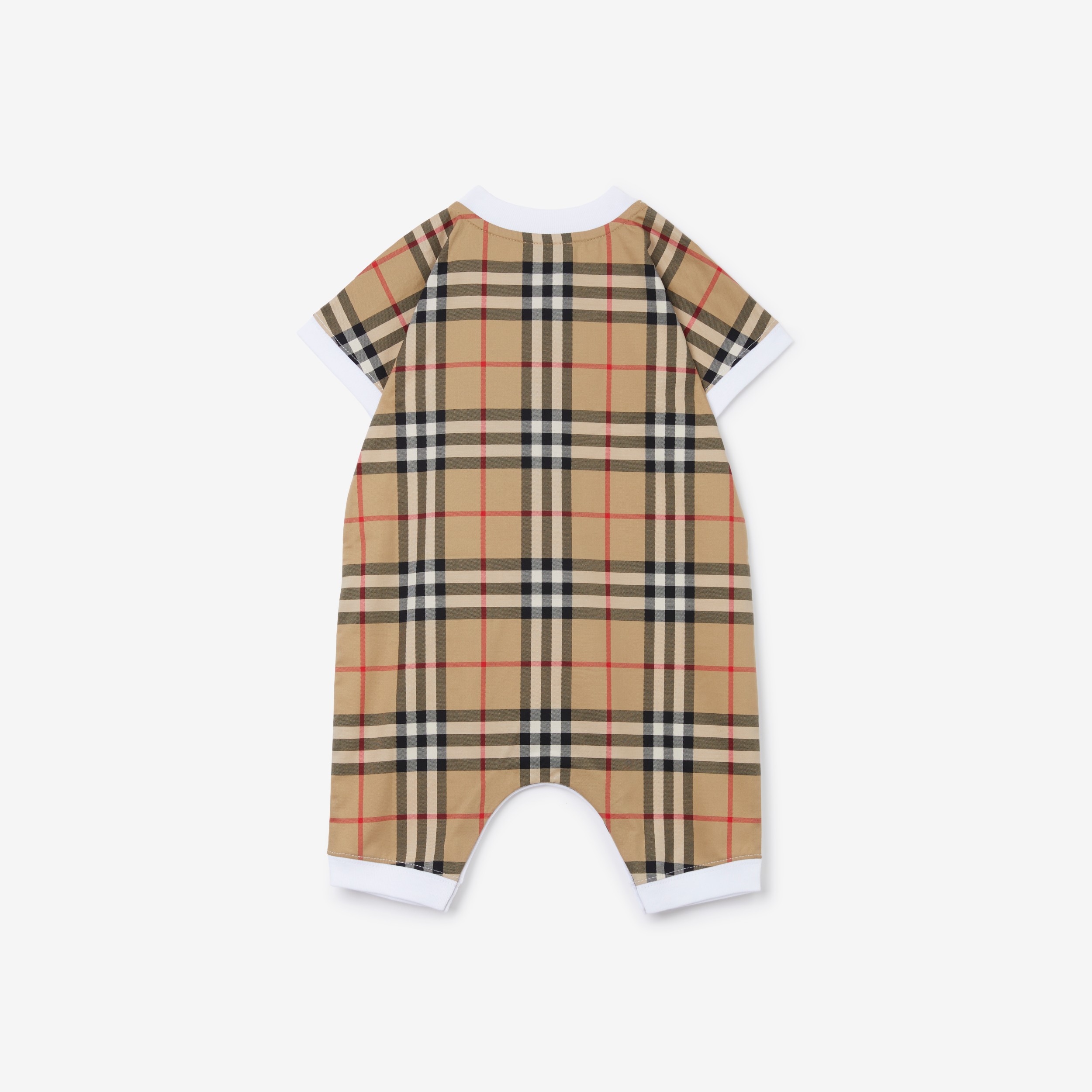 Check Panel Cotton Playsuit in White - Children | Burberry® Official - 2