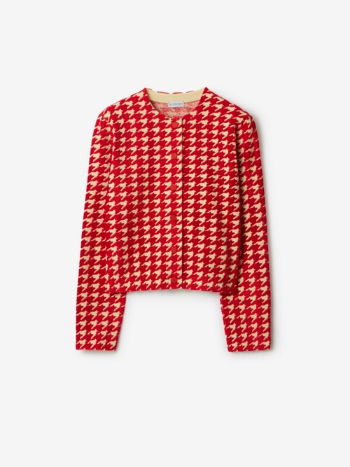 Burberry Houndstooth Nylon Blend Cardigan In Pink