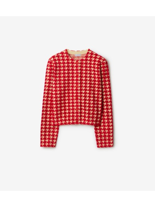 Burberry Houndstooth Nylon Blend Cardigan In Pink
