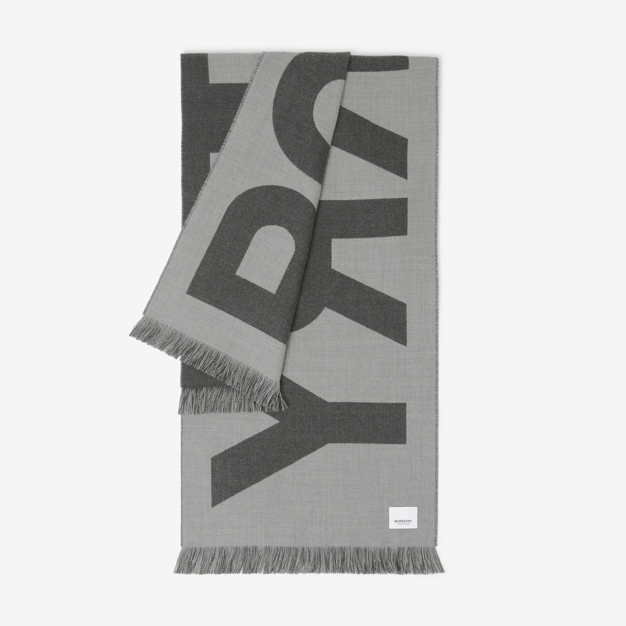 Logo Wool Jacquard Scarf in Flint Grey | Burberry® Official - 3