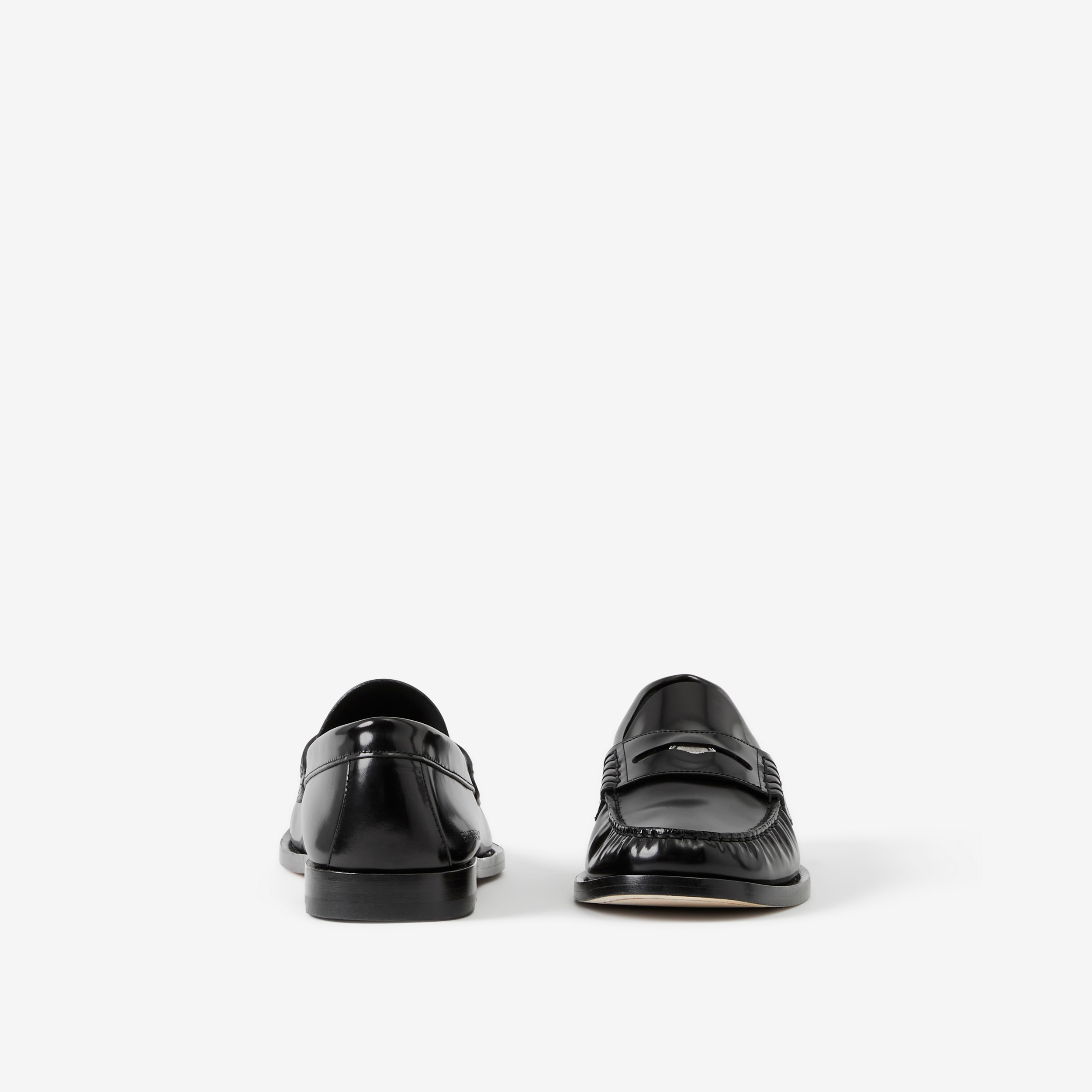Coin Detail Leather Penny Loafers in Black - Women | Burberry® Official - 4