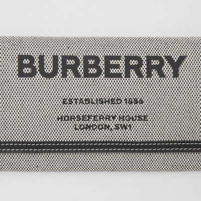 Horseferry Print Cotton Canvas Continental Wallet in Black/tan - Women |  Burberry® Official