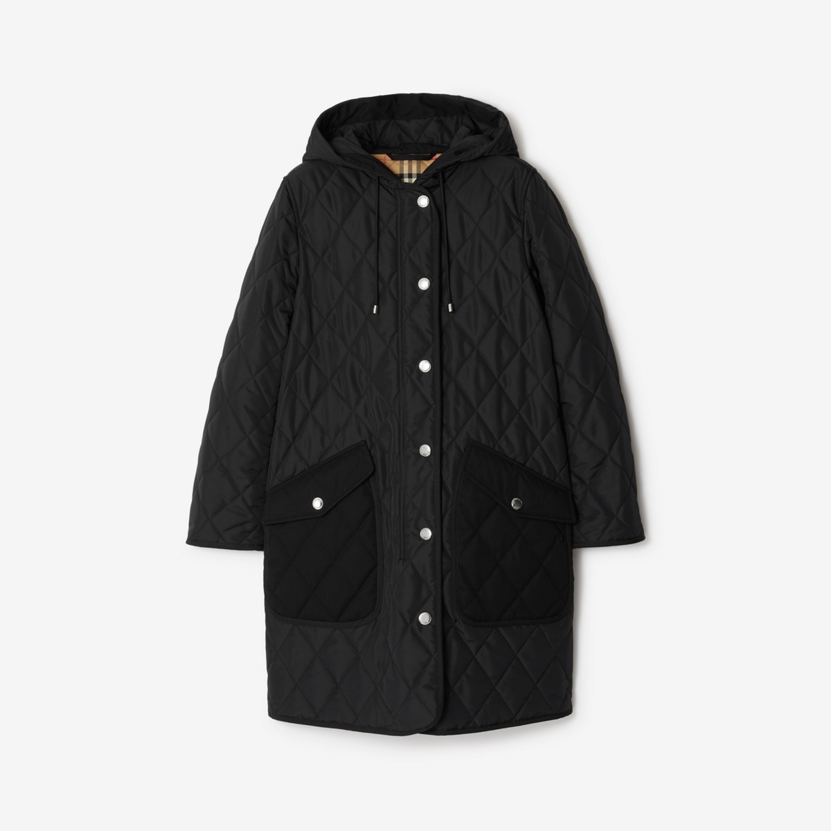 Shop Burberry Quilted Thermoregulated Coat In Black