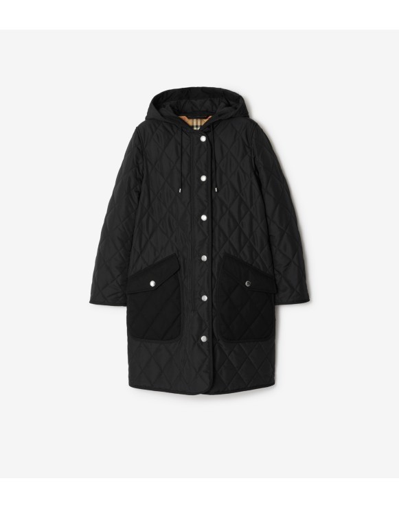 Burberry diamond quilted jacket hooded hotsell