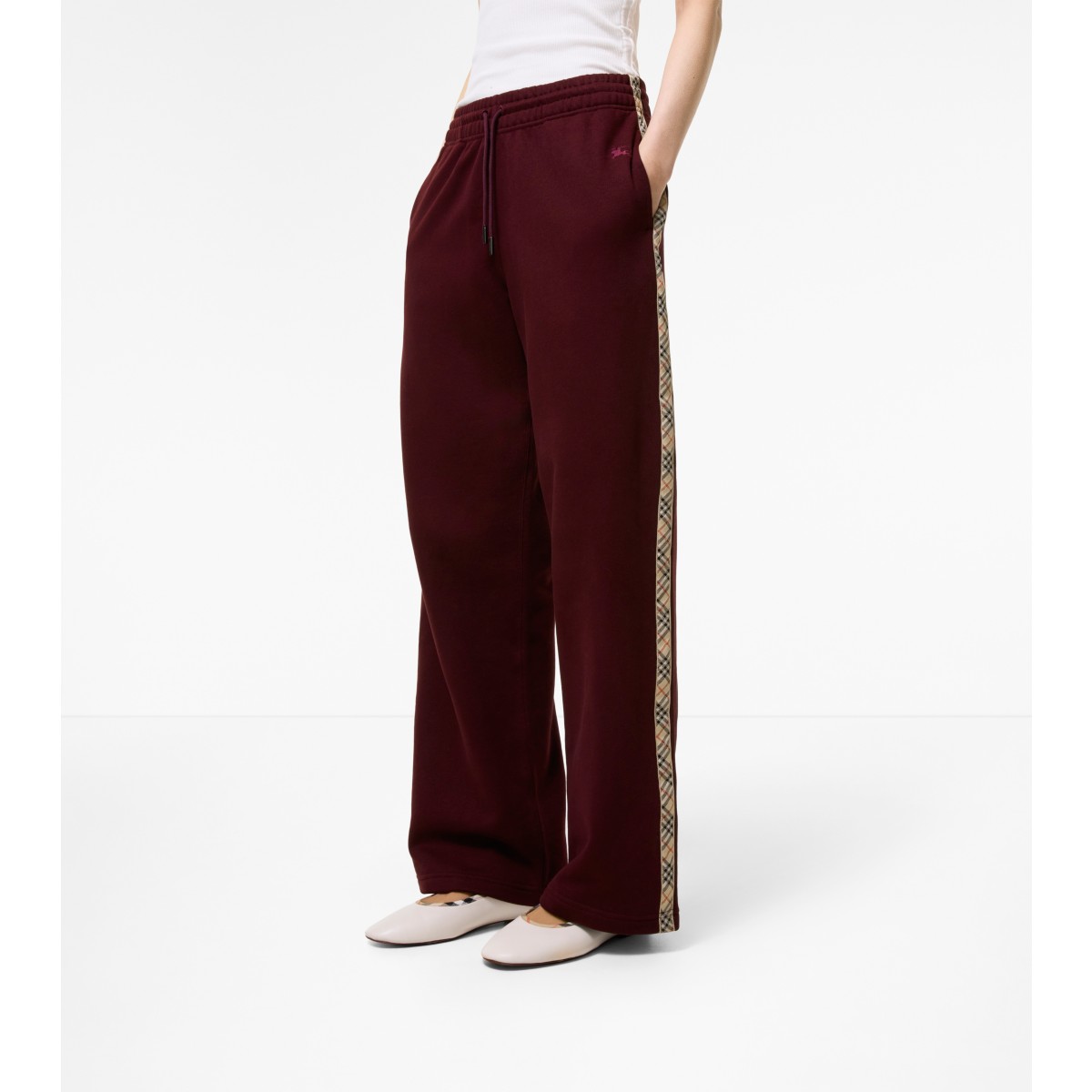  Check Trim Cotton Track Pants