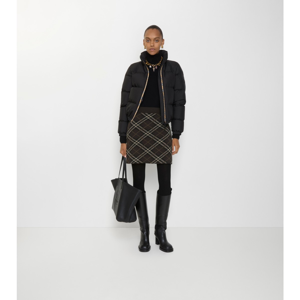  Check Wool Cashmere Skirt