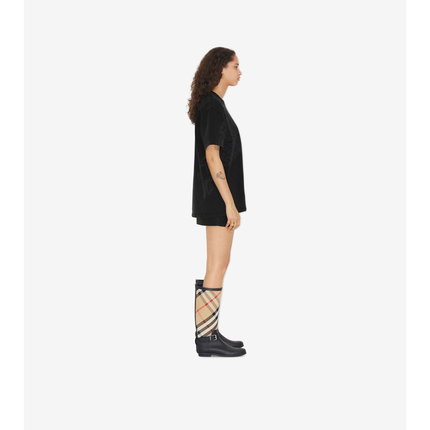 Baumwoll-T-Shirt in Oversize-Passform mit Rittermotiv (Schwarz) - Damen | Burberry®