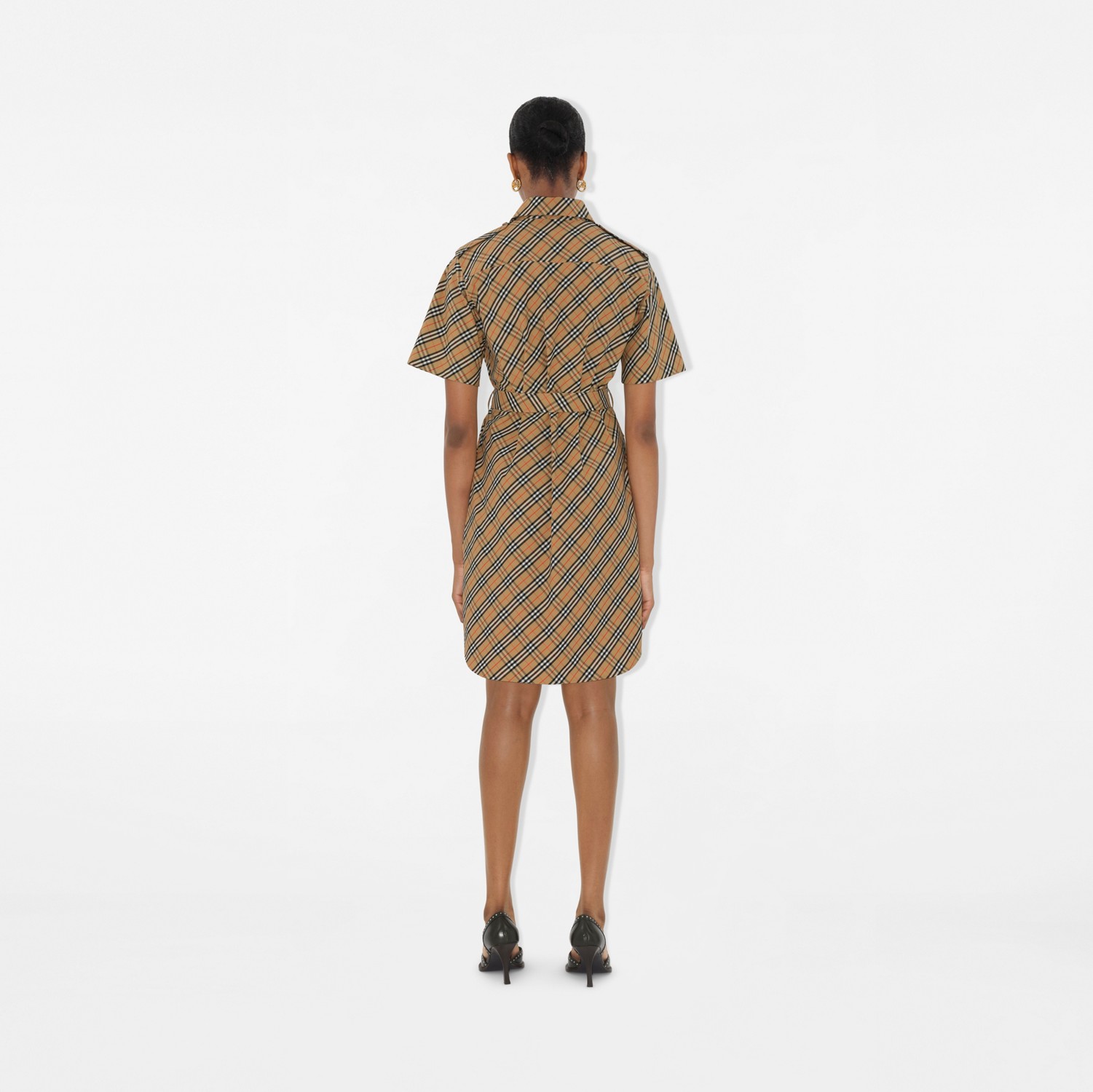 Check Cotton Shirt Dress in Sand - Women | Burberry® Official Check Cotton Shirt Dress in Sand - Women | Burberry® Official