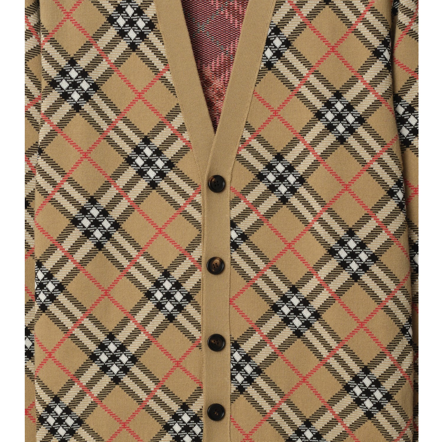 Baumwoll-Woll-Cardigan in Check