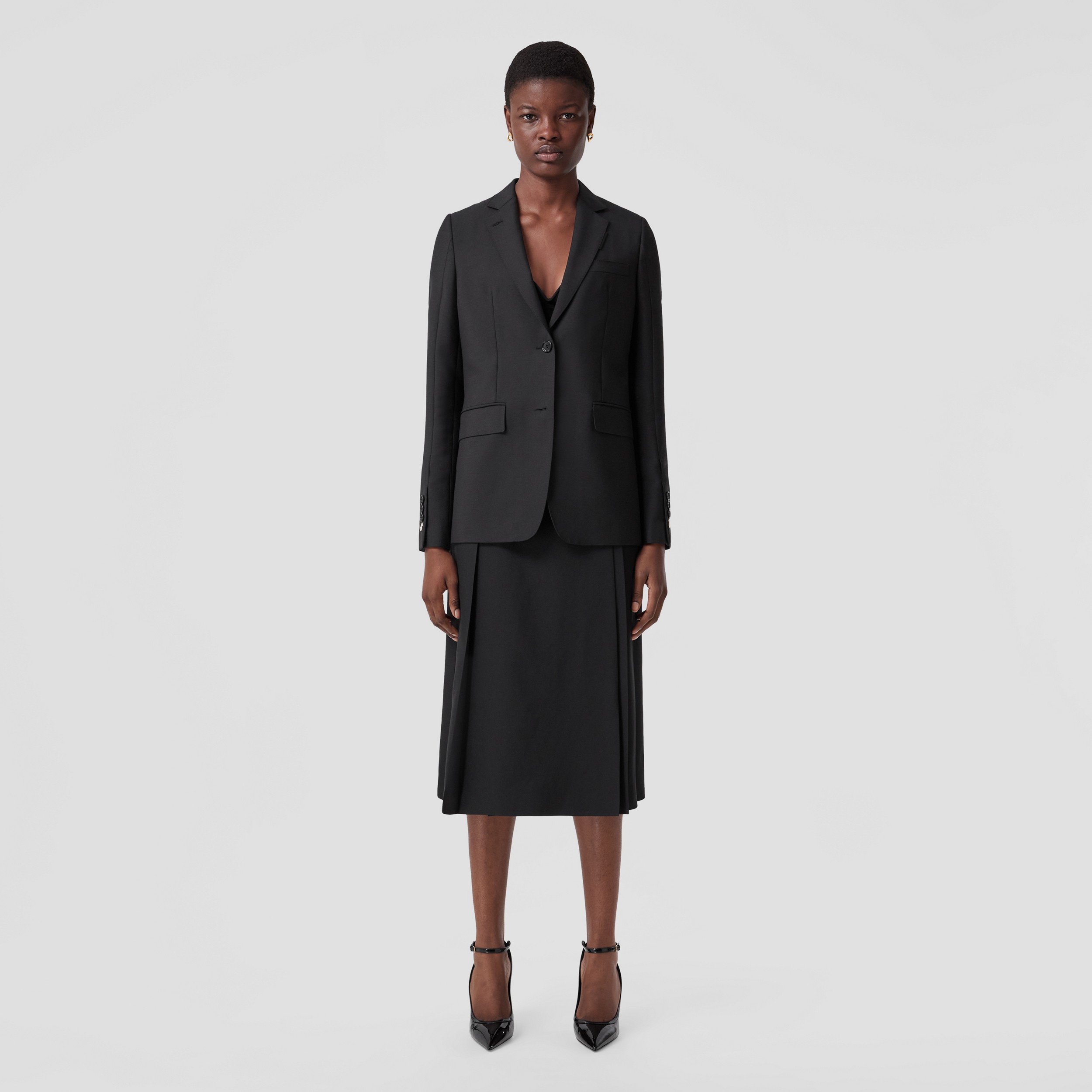Monogram Motif Mohair Wool Tailored Jacket in Black - Women | Burberry® Official - 1
