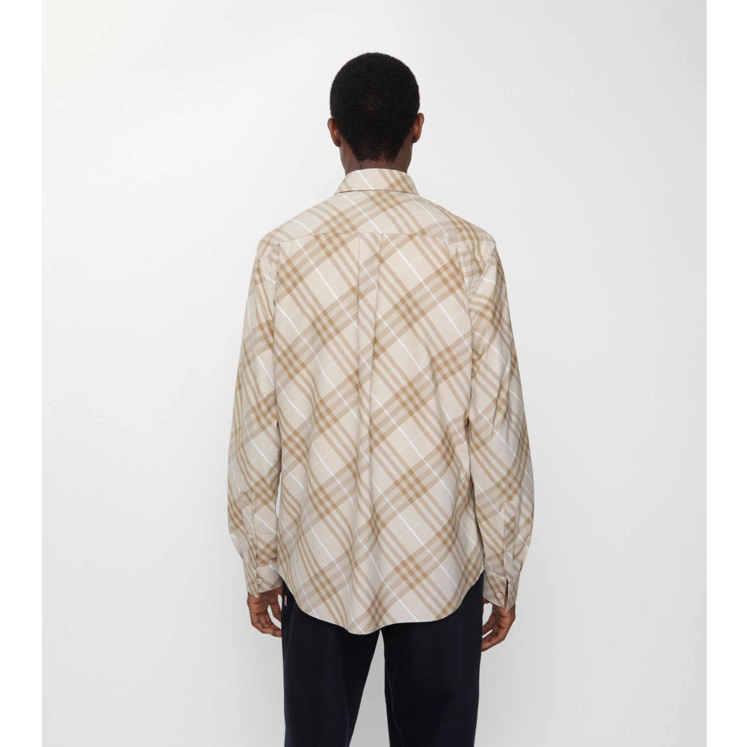 Relaxed Fit Check Cotton Shirt in Stone grey - Men | Burberry® Official