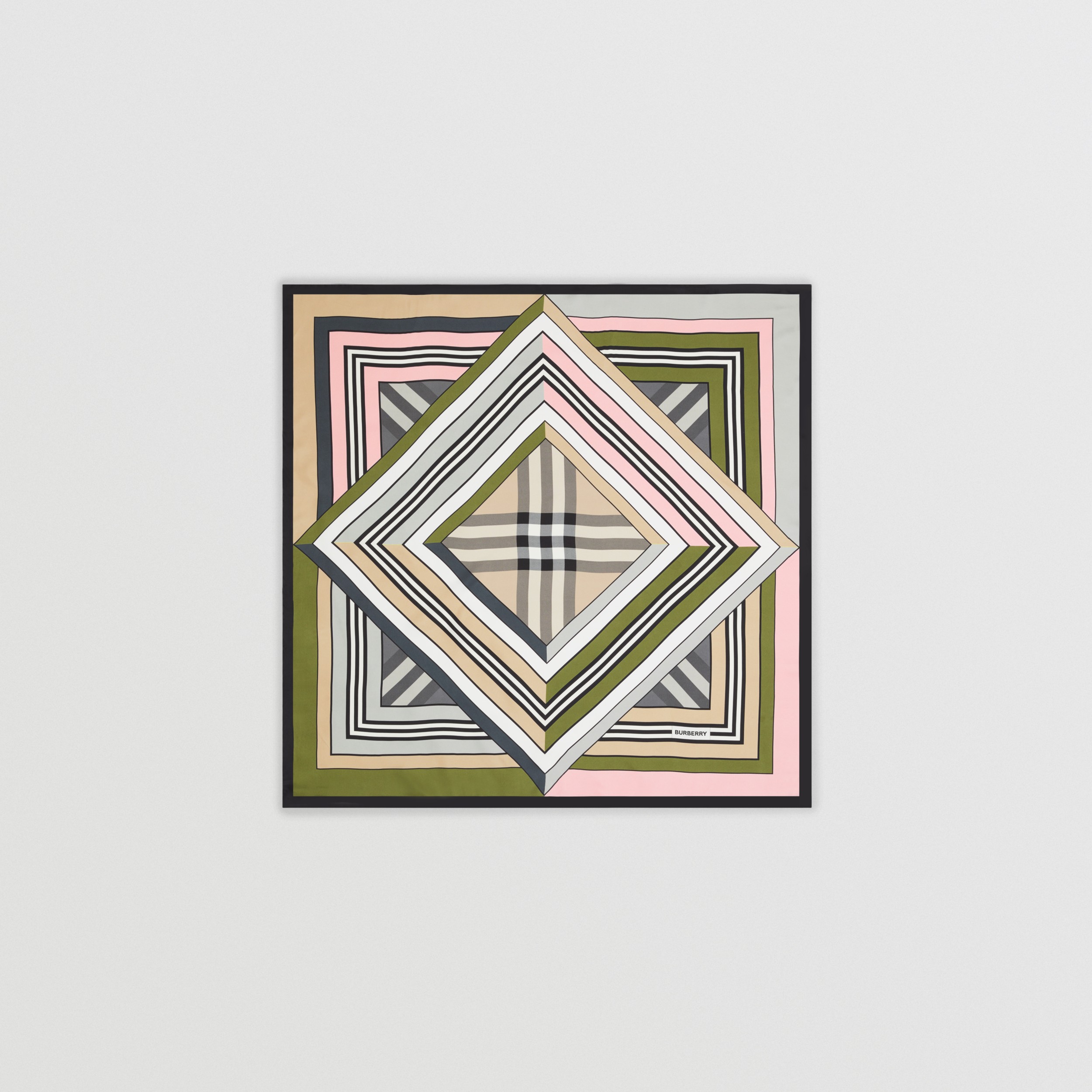 Montage Print Silk Square Scarf in Spruce Green | Burberry® Official - 1