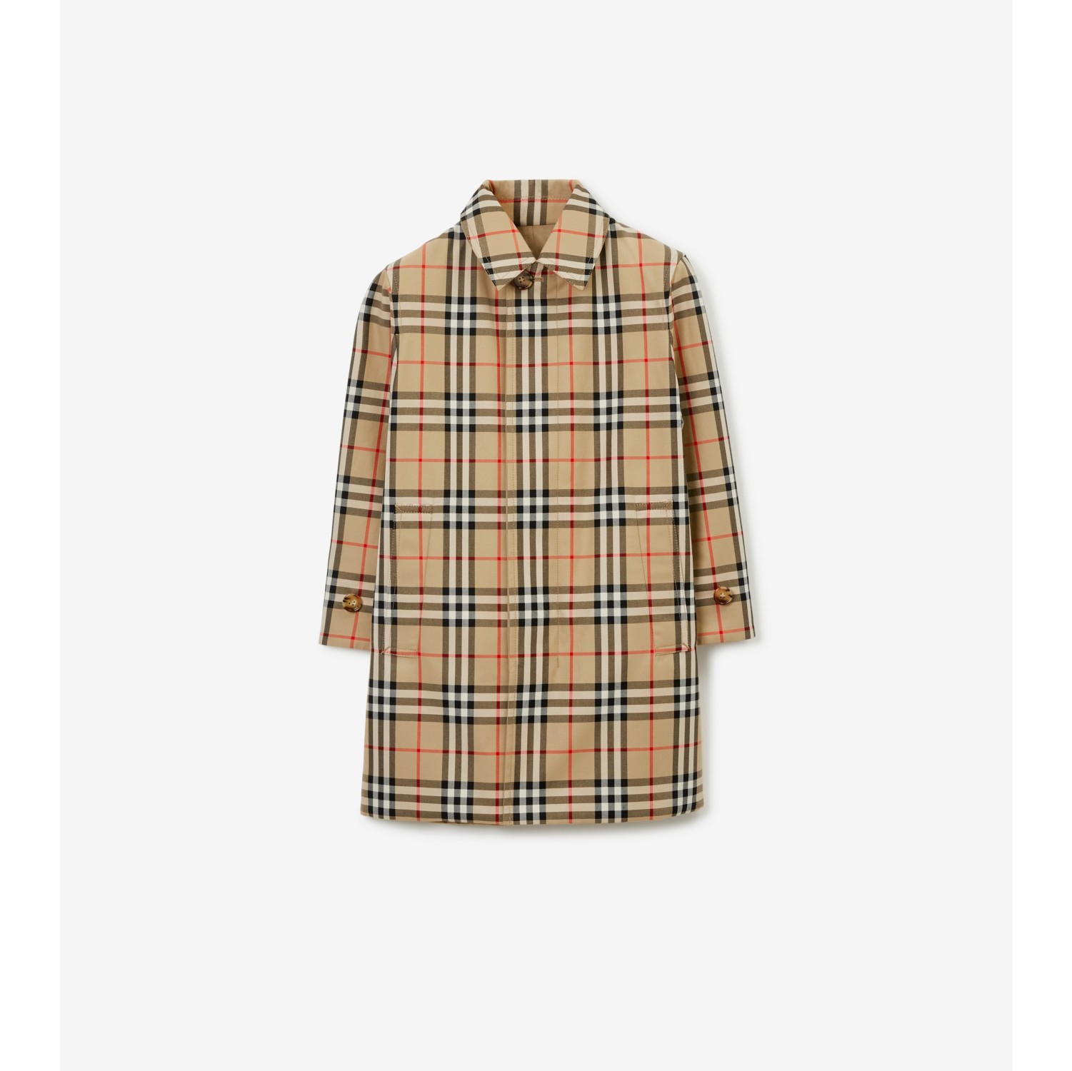 Reversible Check Gabardine Car Coat in Archive beige | Burberry® Official