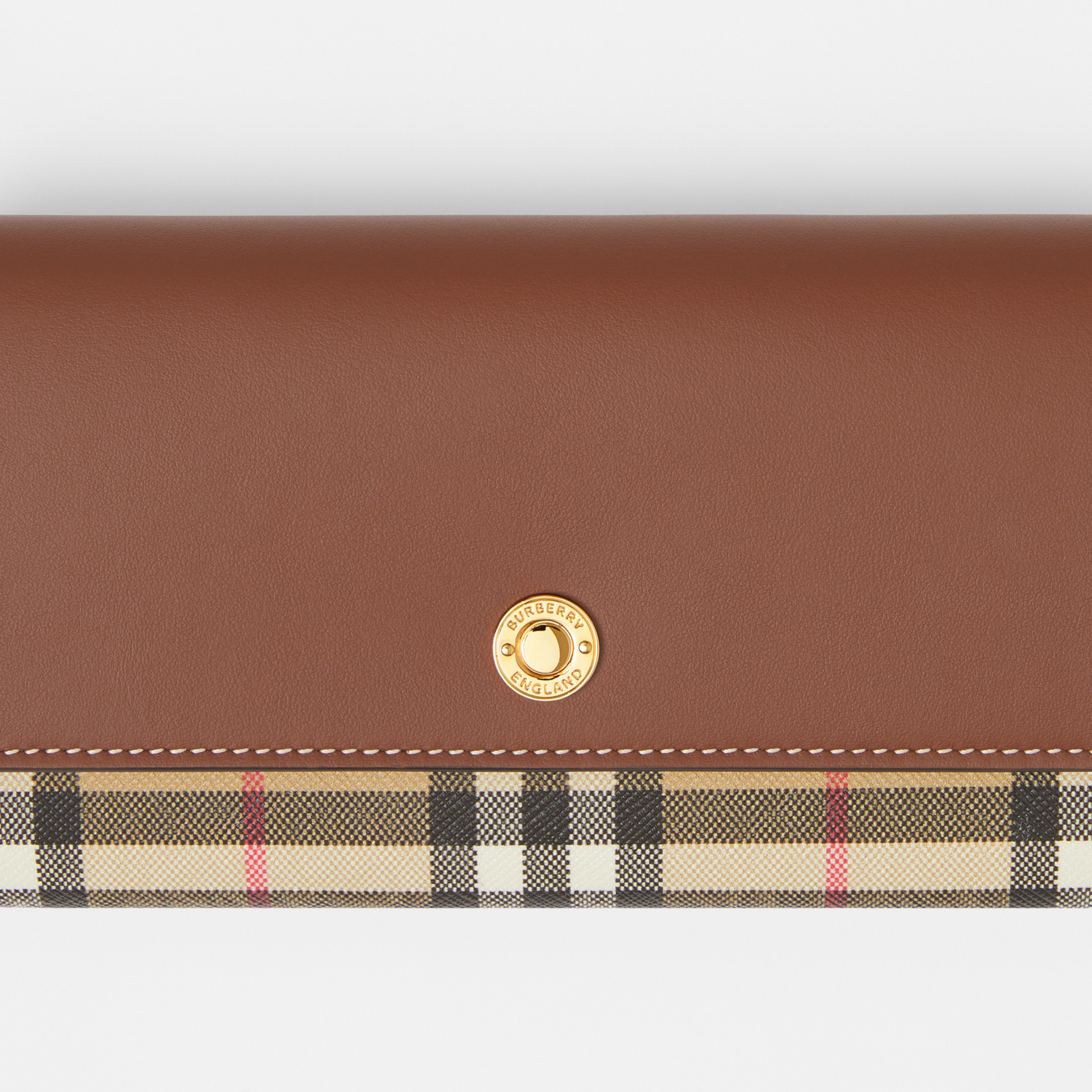 Cartera continental en y tejido a cuadros Vintage Checks (Beige Vintage/cuero) - Mujer | Burberry® oficial